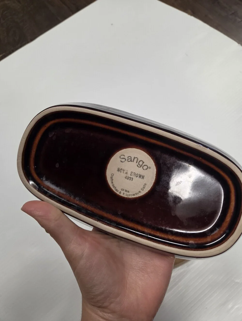 Sango Nova Brown 4933 Ceramic Butter Dish with Lid 8